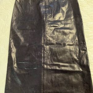 Banana Republic eggplant leather midi skirt